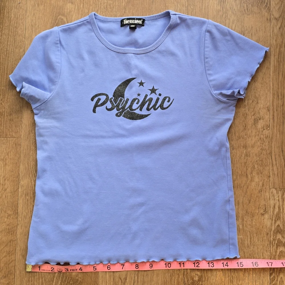 Dolls Kill Horoscopez Mind Reader Graphic Cropped Baby Tee Psychic Moon Glitter - Picture 10 of 10